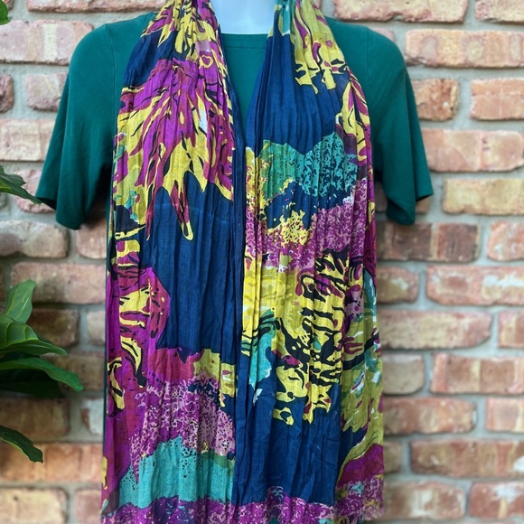 Accessories - ABSTRACT SCARF JEWEL COLORS FRINGE